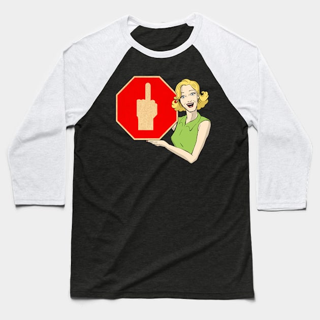 Middle finger sign Baseball T-Shirt by Simmerika